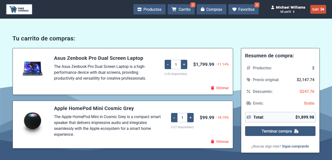 Sitio web desarrollado con Angular y TypeScript, SCSS y principalmente Tailwind CSS, publicado con Firebase Hosting y conectado a la API DummyJSON (dummyjson.com).