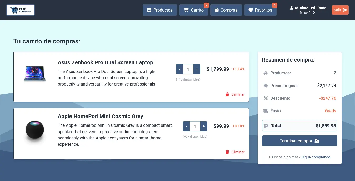 Sitio web desarrollado con Angular y TypeScript, SCSS y principalmente Tailwind CSS, publicado con Firebase Hosting y conectado a la API DummyJSON (dummyjson.com).