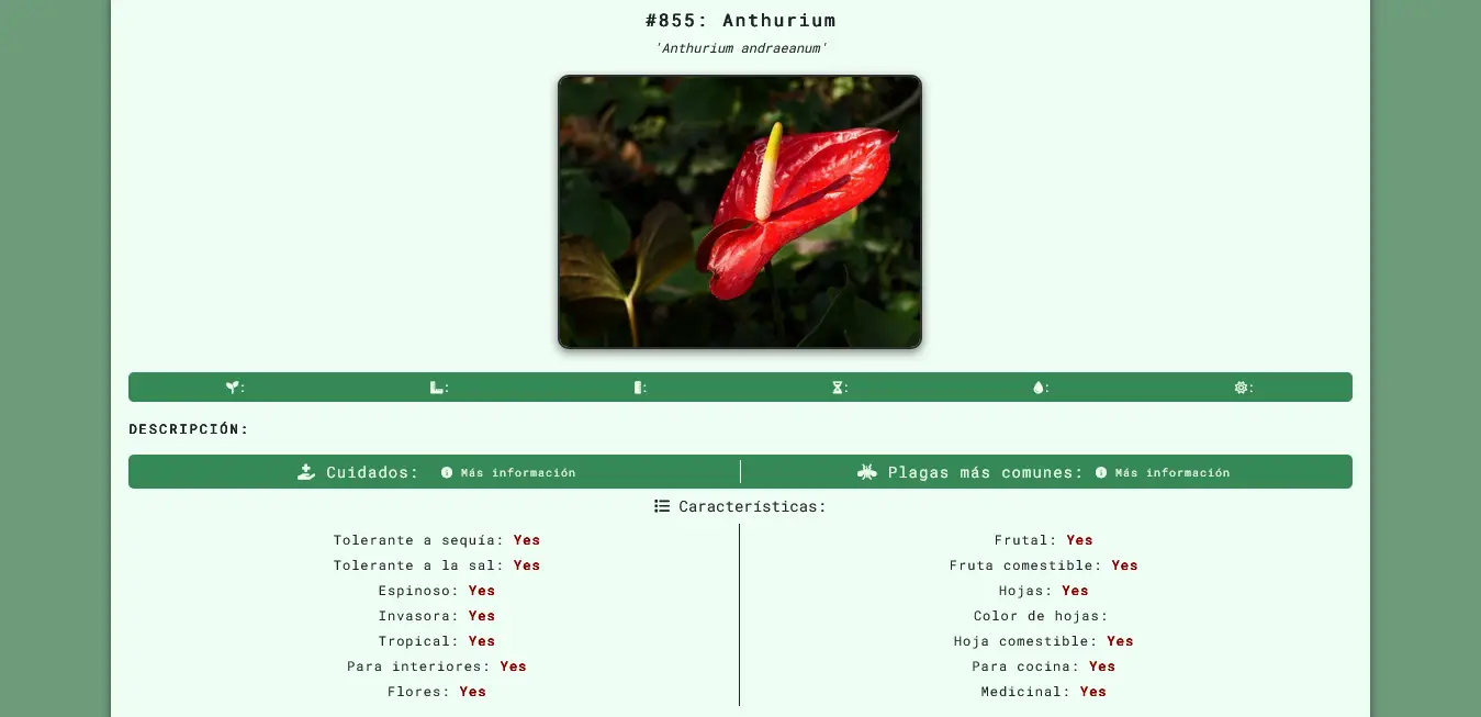 Sitio web desarrollado con Angular y TypeScript, SCSS y Bootstrap, publicado con Firebase Hosting y conectado a la API de Perenual (perenual.com/docs/api).