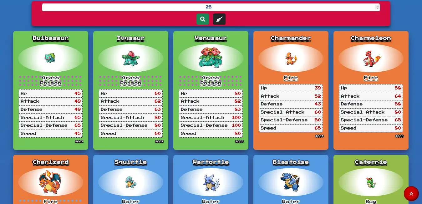 Sitio web desarrollado con JavaScript, la biblioteca jQuery, CSS y Bootstrap, publicado mediante GitHub Pages y conectado a PokeAPI (pokeapi.co).