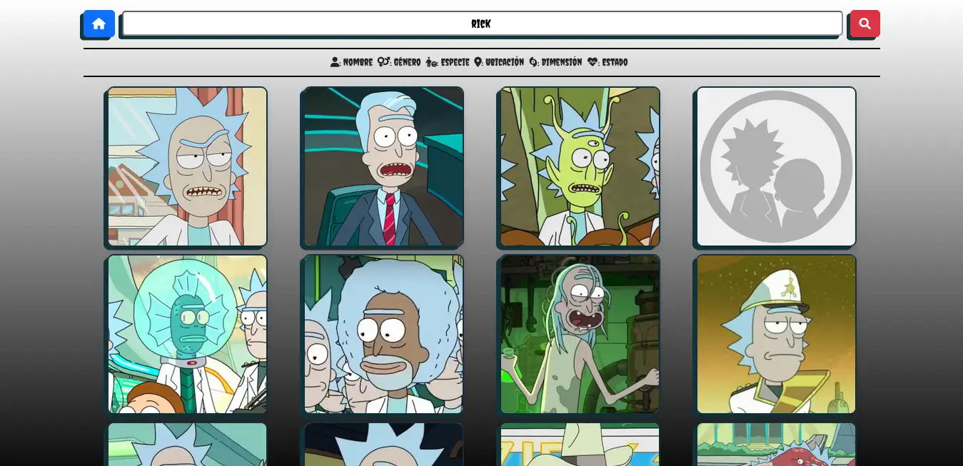 Sitio web desarrollado con JavaScript, la biblioteca jQuery, CSS y Bootstrap, publicado mediante GitHub Pages y conectado a la API de Rick and Morty (rickandmortyapi.com).
