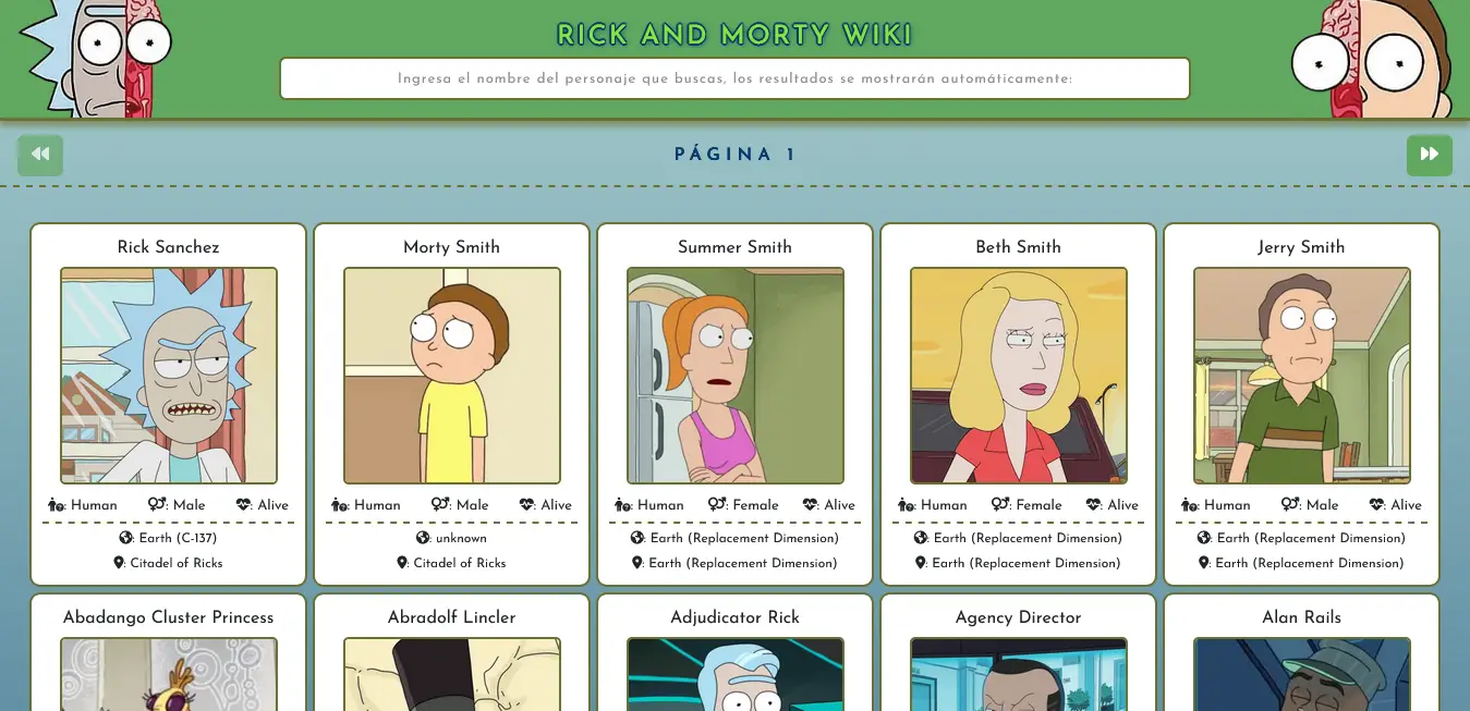 Sitio web desarrollado con Angular y TypeScript, SCSS y Bootstrap, publicado con Firebase Hosting y conectado a la API de Rick and Morty (rickandmortyapi.com).